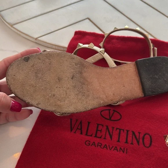 Valentino Cream Rockstud Sandals - Picture 3 of 7